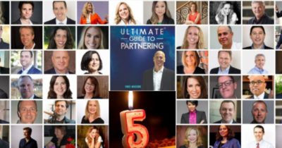This week, Ultimate Guide to Partnering celebrates its 5th birthday. On February 27th, 2017 I launched the first episode with little knowledge of what I was doing at the time, but with a ton of hope and enthusiasm to create and share what I had learned about partnerships with all my friends in the technology sector.